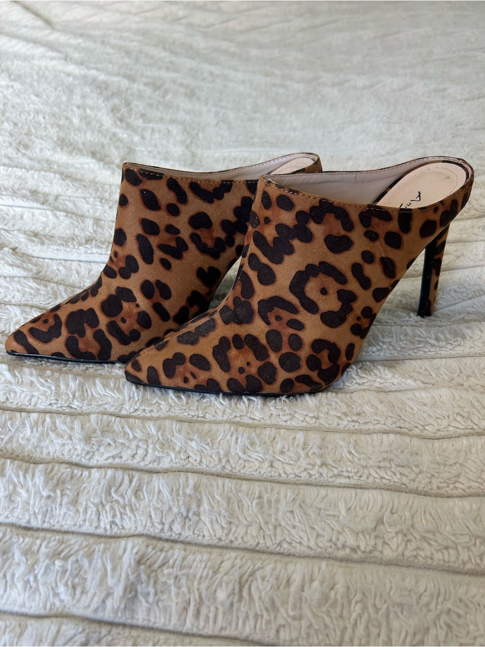 Anna Michelle Leopard Print Mule Heels - Brown